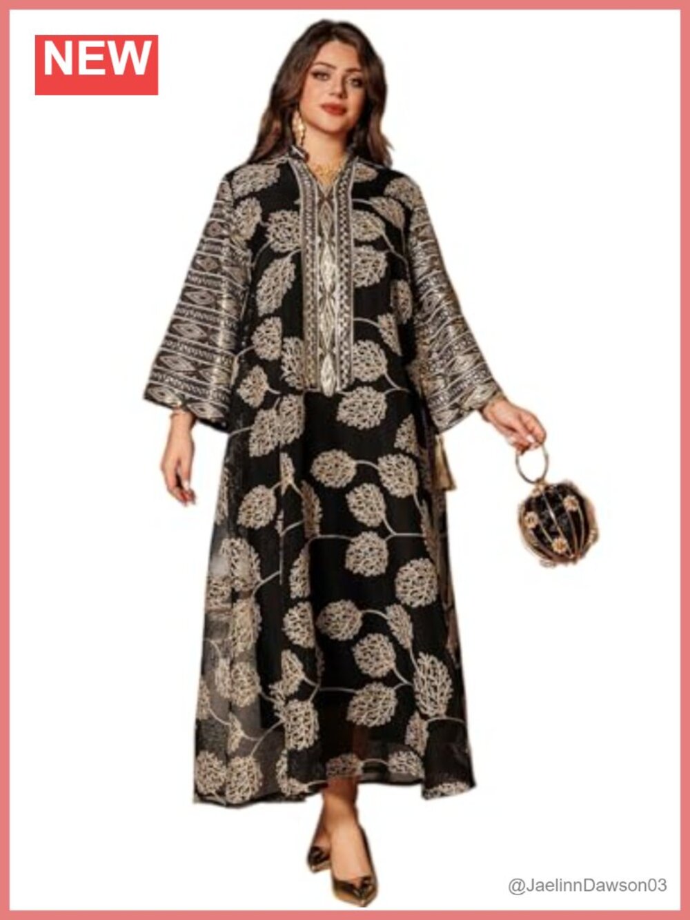 MedeShe Sequin Embroidered Muslim Kaftan Party Dress
